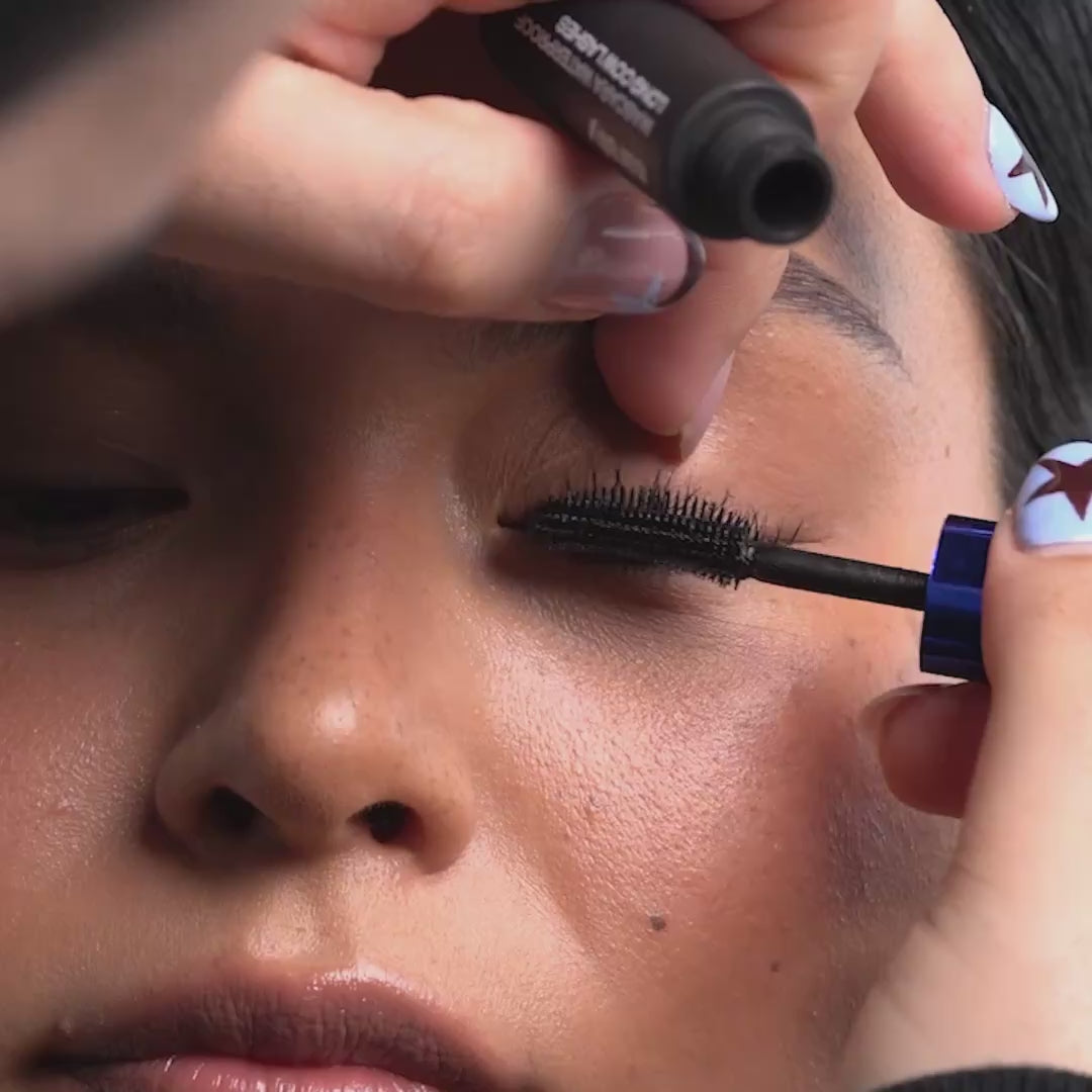 Video of model using Cow Lashes Mascara Black